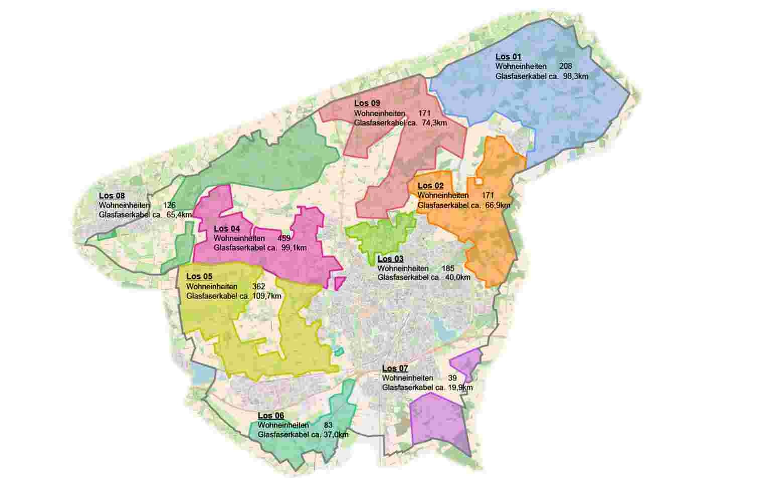 Ausbaugebiete im Bocholter Außenbereich Karte